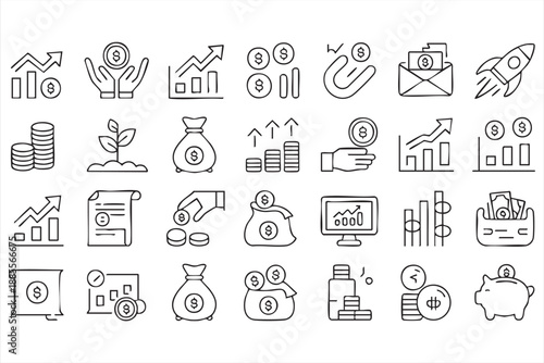 Finance and Investment UI Icons for Business Dashboards