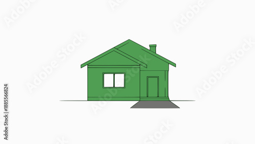 Green house with chimney and window