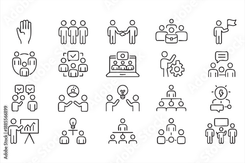 Teamwork and Collaboration UI Icons for Business Dashboards