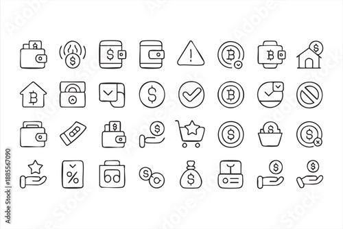 Online Payment and Digital Money UI Icons for Web Platforms
