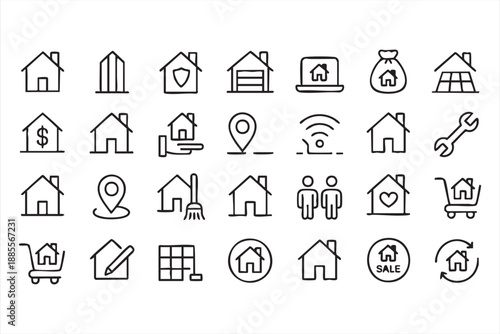 Real Estate Investment and Housing UI Icons for Applications