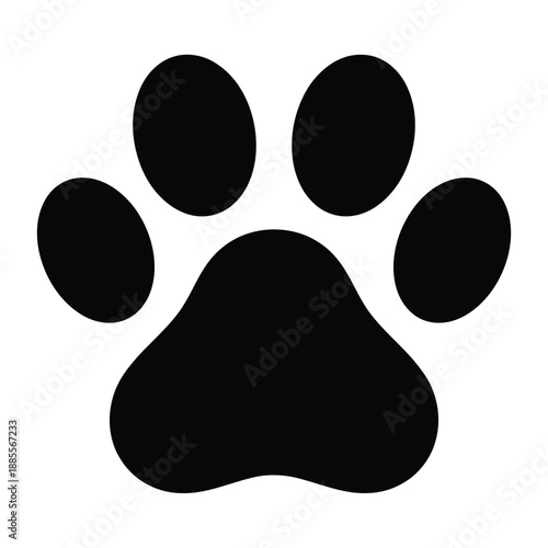 Simple black paw print illustration a common symbol for pets and animals