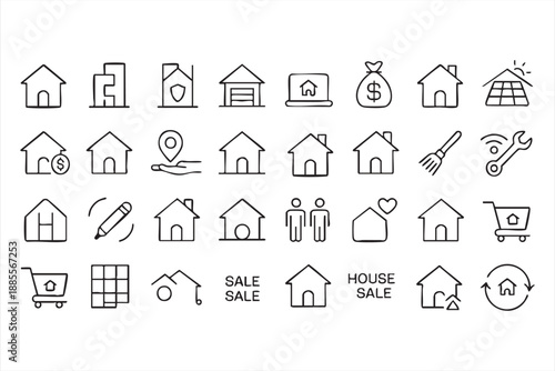 Home and Property Management Icons for Real Estate Apps