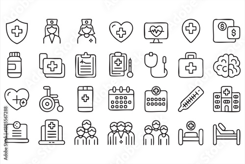 Healthcare and Medical UI Icons for Hospital and Clinic Platforms