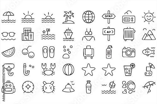 Beach and Tourism UI Icons for Summer Travel Dashboards