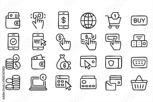 Digital Commerce Payment Icons for Mobile and Web Dashboards