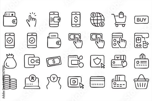 Wallet and Online Payment UI Icons for Shopping Platforms