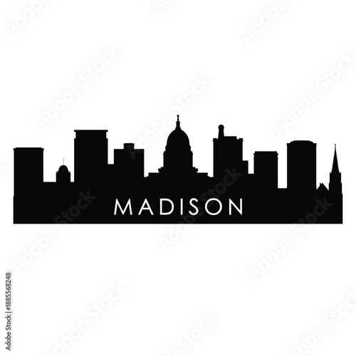 Madison Wisconsin Skyline Silhouette A Bold Black Urban Landscape Visualization