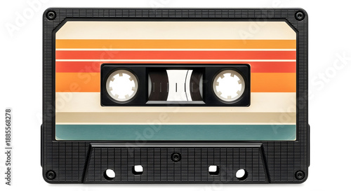 Retro cassette tape with colorful stripes