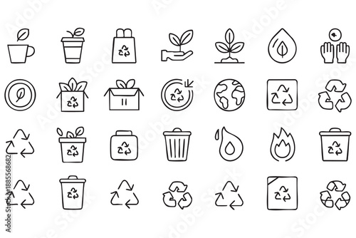 Eco Recycling UI Icons for Sustainability and Environmental Apps