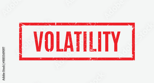 Classic rectangular red volatility rubber stamp with thin distressed frame for professional market data presentation branding