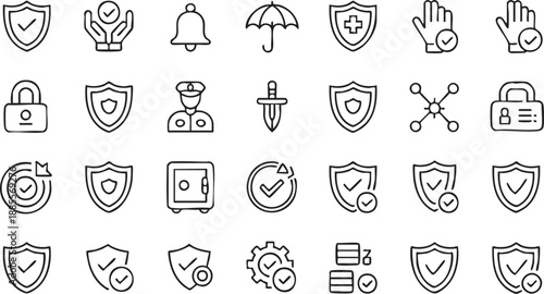 Cybersecurity and Access Control Icons for Software UI