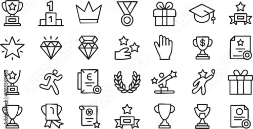 Award and Achievement Icons for Success and Recognition Systems