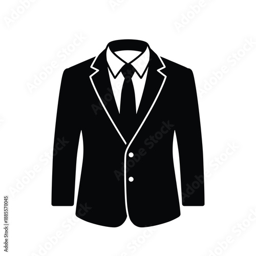 Black suit and tie icon representing formal business attire style