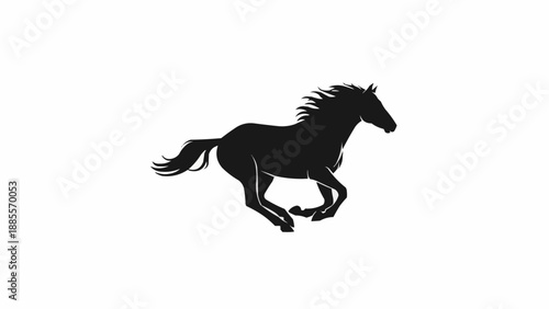 Silhouette of a running horse on a white background.