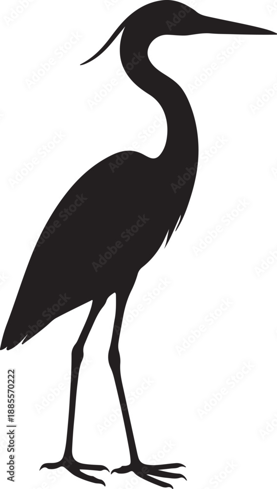 Obraz premium Silhouette of a heron standing gracefully a striking black and white image