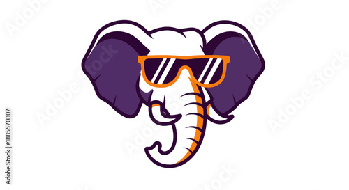 Cartoon elephant wearing sunglasses isolated on white background vector
