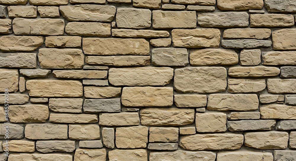 Fototapeta premium Tan stone wall with rectangular bricks tan stones rock wall textured stones