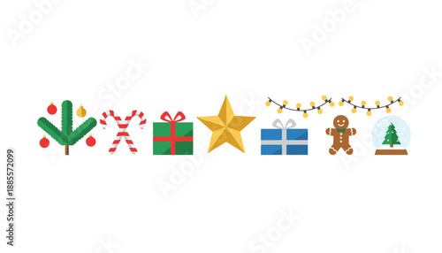Assortment of classic holiday and Christmas themed icons for festive graphics and seasonal promotions