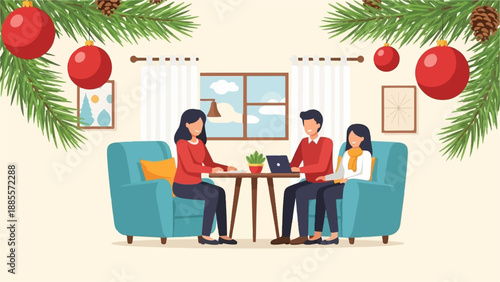 Cozy Christmas gathering with friends or family indoors