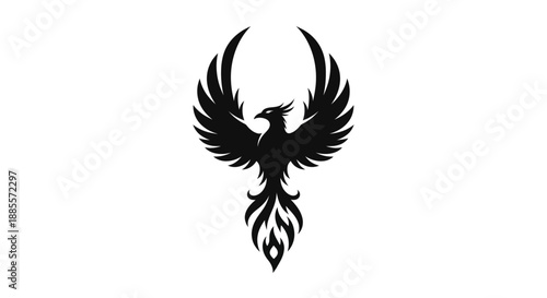 Black phoenix bird icon on white