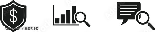 Business Security and Financial Analysis Icons