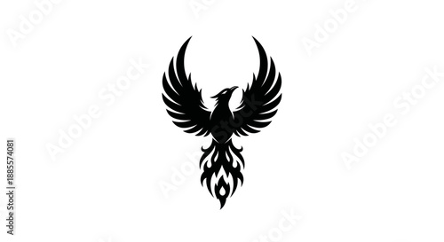 Black phoenix icon on white background