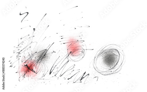 Foto Grunge abstract, artistic scribbling, colorful shapes, isolated on white backgro