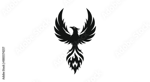 Black phoenix icon on white background