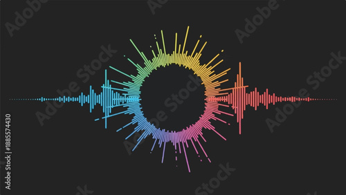 Colorful circular audio spectrum displayed on a dark background