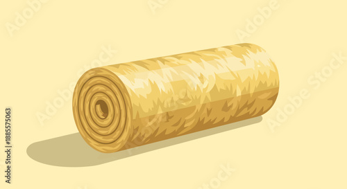 A cartoon image of a hay bale on a light yellow background.