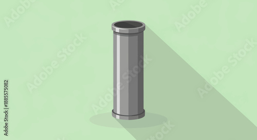 Illustration of a gray metal pipe on a light green background.