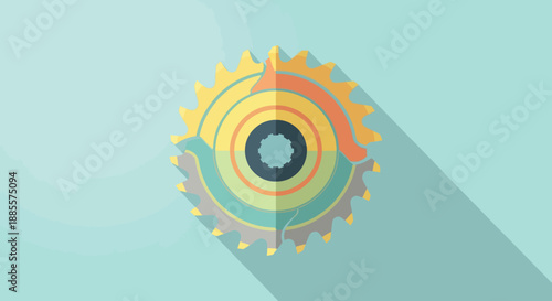 Illustration of a colorful gear wheel in flat design.