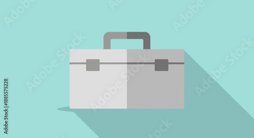 Flat design of a briefcase casting a long shadow