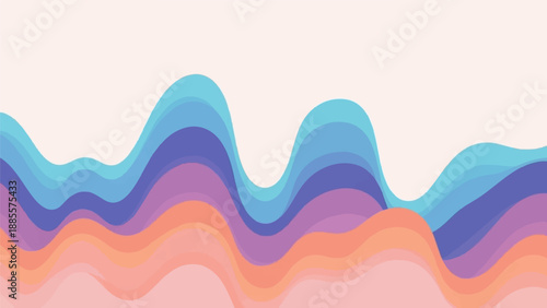 Colorful abstract wavy layers in pastel tones, digital art background