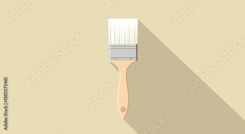 Flat design illustration of a paint brush with a long shadow.