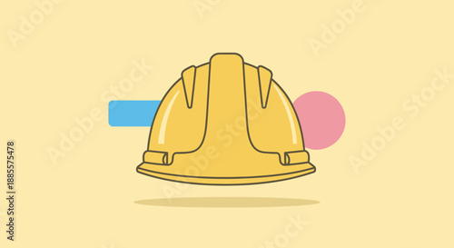 Yellow construction hard hat with abstract shapes