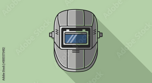 Illustration of a welding mask with a long shadow.