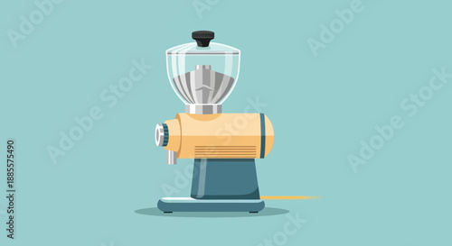 Modern coffee grinder in a simple flat illustration style.