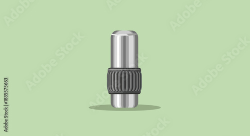 A single, detailed illustration of a metallic mechanical part with a grooved grip.