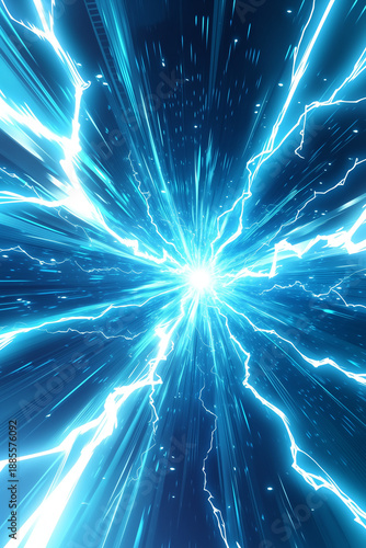 激しい青い稲妻とエネルギーの爆発