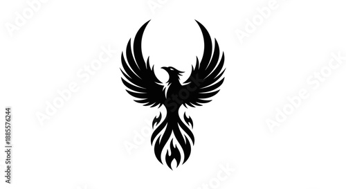 Black phoenix rising logo on white background