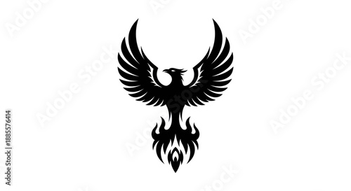 Black phoenix rising logo on white background