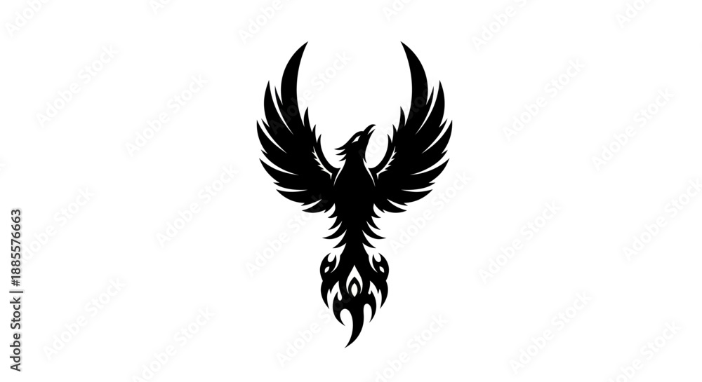 Obraz premium Black phoenix rising silhouette