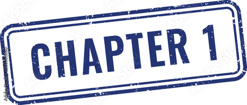 Blue chapter one rubber stamp with rounded corners for book publishing and educational curriculum organization materials