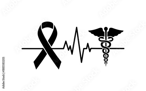 Awareness Ribbon and Medical Symbol