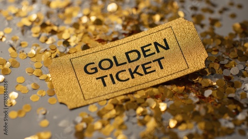 golden ticket on confetti background © krissikunterbunt