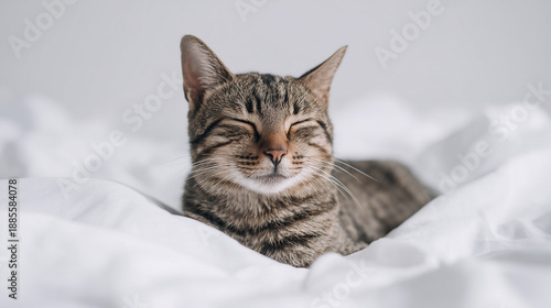 Chip Your Pet Month, Relaxed Domestic Cat Resting Comfortably at Home Supporting Chip Your Pet Month Awareness and Feline Identification Safety