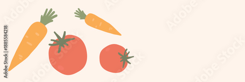 Art & Illustration Fresh Tomatoes And Carrots Healthy Food Banner