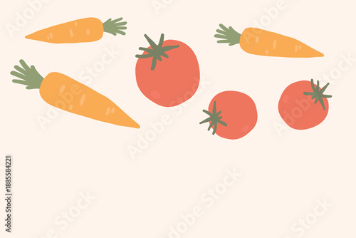 Art & Illustration Fresh Tomatoes And Carrots Healthy Food Banner